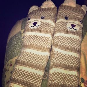 Bear fuzzy long slacks/leg warmers